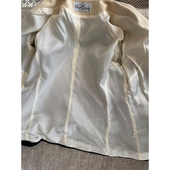 Vintage Oleg Cassini Women's Black White & Red Striped Wool Blend Blazer - Picture 8 of 8